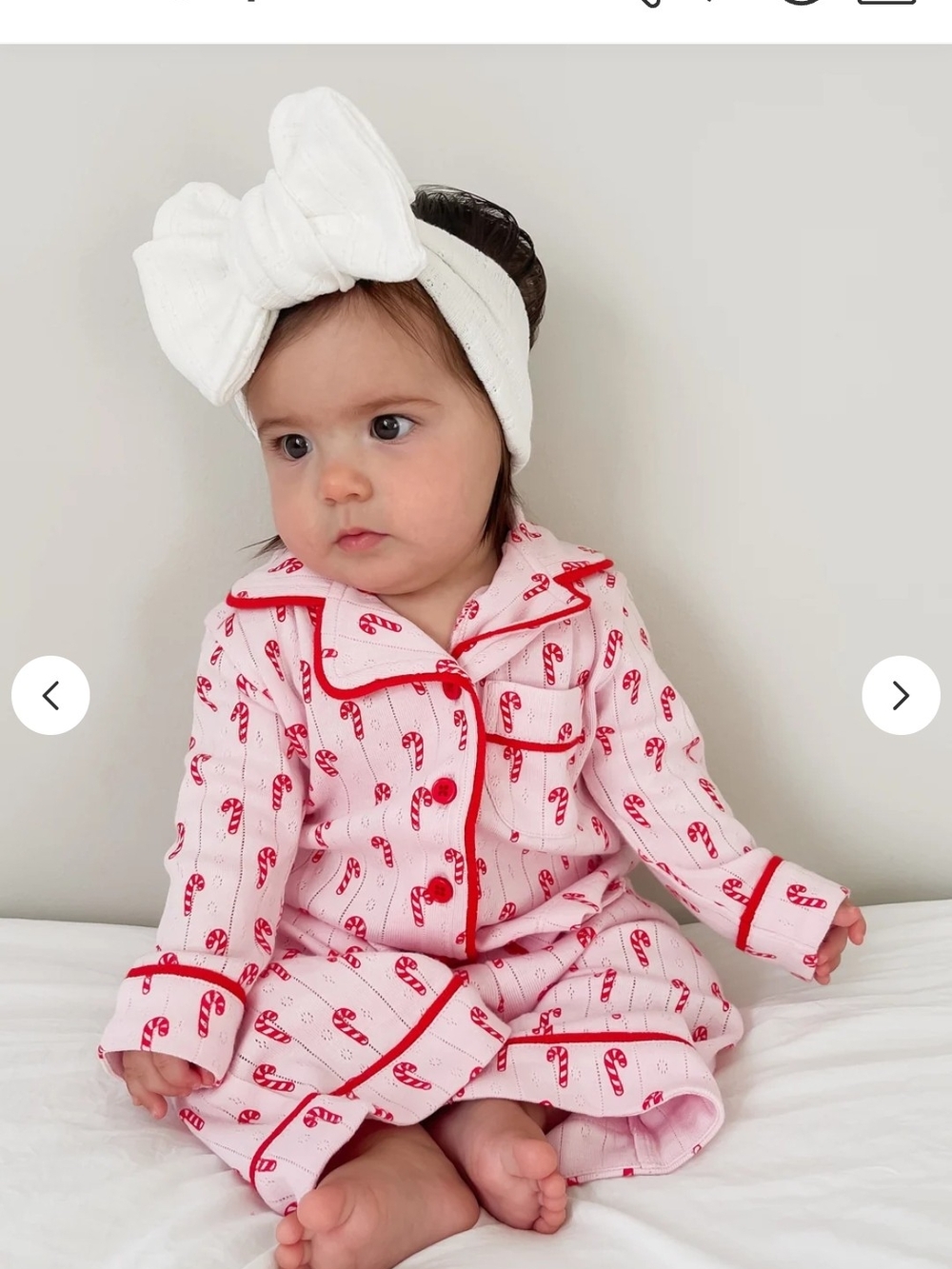 Pink Candy Cane Kids Pajama Set with Red Trim
